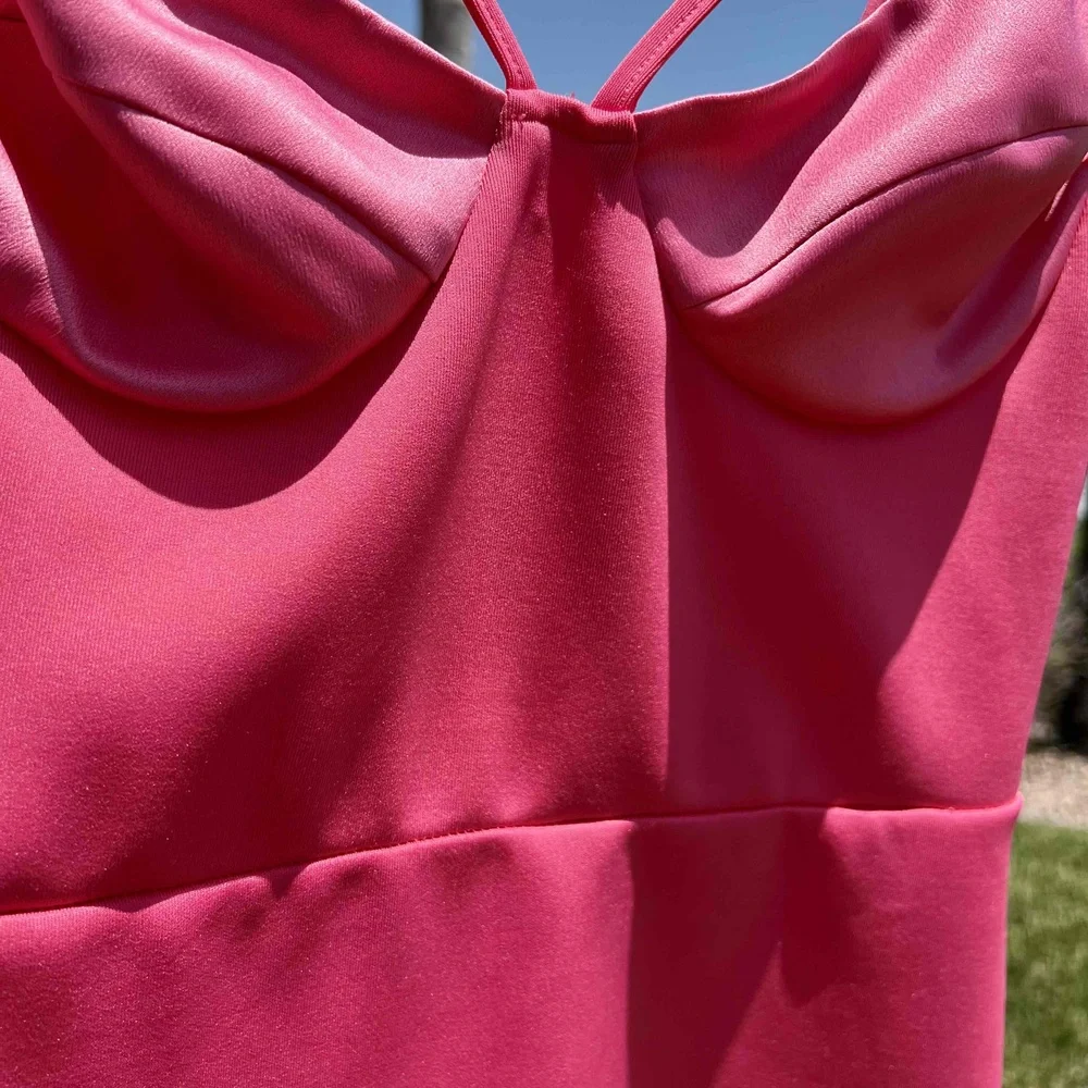 Revolve Pink Satin Caged Detail Bustier Bodycon Mini Dress Sample Size Small - Picture 5 of 8